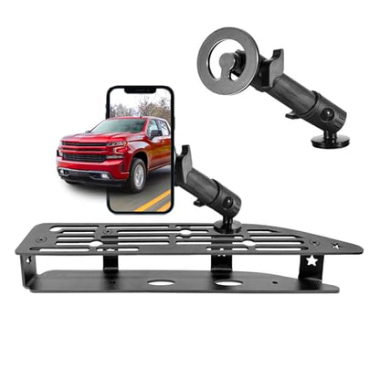 2024 2025 Silverado 1500 Magnetic Phone Mount Compatible with 2022 2023 2024 2025 Chevy Silverado GMC Sierra Accessories Metal Cell Phone Holder Dash Platform Mount(No-Drill Installation) - style: V4
