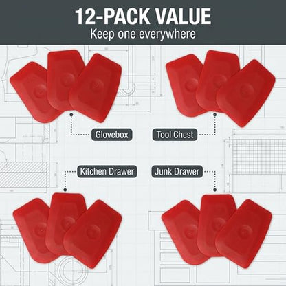 HI-TECH PB200 Plastic Scraper Tool – Decal, Sticker, Label Remover for Cars & Home Use – 3X Larger Ergonomic Design – Residue-Free Cleaning (12 Pack)