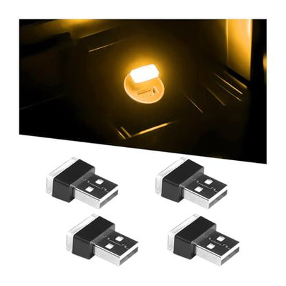 4 Pack 5 V 0.2 W USB Interior Ambient Lights, Yellow - color: Yellow