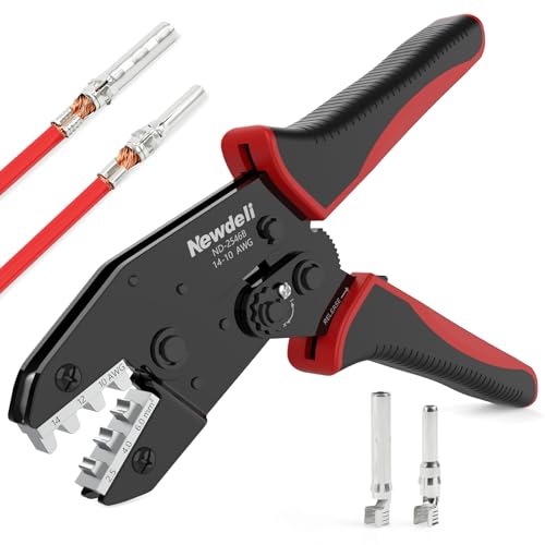 Newdeli Wire Crimping Tool for Solar Connectors - AWG 14 12 10 MC4 Crimping Tool Ratchet Wire Crimper for MC4 Connector Ratcheting Crimping Plier Crimp Tool - style: ND-2546B for solar connectors