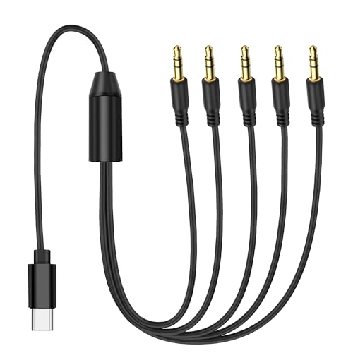 MEIRIYFA 5-in-1 USB Type C to 3.5mm TRS Male Audio Aux Cable