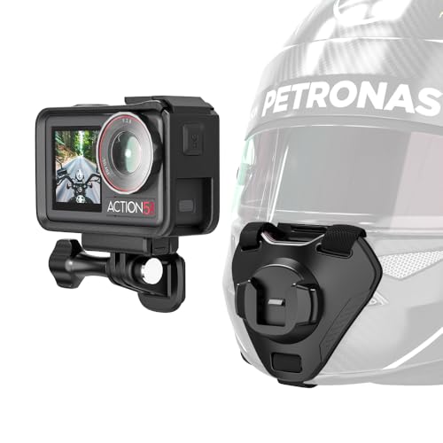 Slide-in Motorcycle Helmet Chin Strap Mount, Quick-Release Motorcycle Helmet Mount Compatible with Go Pro13/12/11/10/9, DJI Action 6/5 Pro/4, DJI Nano, Insta360 ONE R,AKASO/Campark/YI and More - style: Slide-in Motorcycle Helmet Chin Strap Mount