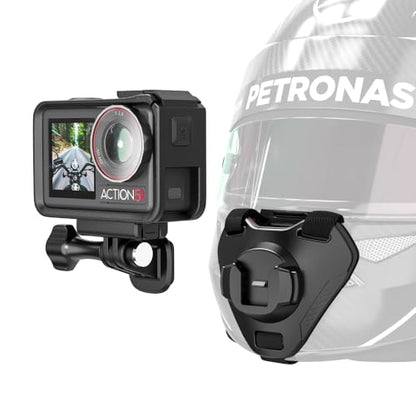 Slide-in Motorcycle Helmet Chin Strap Mount, Quick-Release Motorcycle Helmet Mount Compatible with Go Pro13/12/11/10/9, DJI Action 6/5 Pro/4, DJI Nano, Insta360 ONE R,AKASO/Campark/YI and More - style: Slide-in Motorcycle Helmet Chin Strap Mount