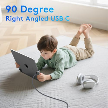 90 Degree USB C Cable 10ft, 90° USBC to USBC Monitor Cable 5K/4K 60Hz - color: Gray, size: 10ft