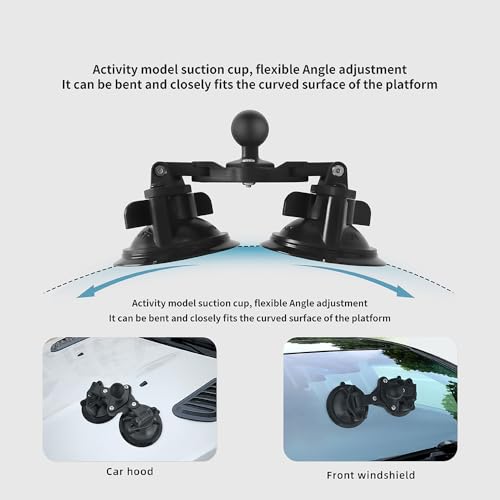Dual Suction Cup Mount Base with 1-Inch Ball, Compatible with RAM Mounts B Size Double Socket Arms & 25mm Ball Systems - style: Dual Suction Cup