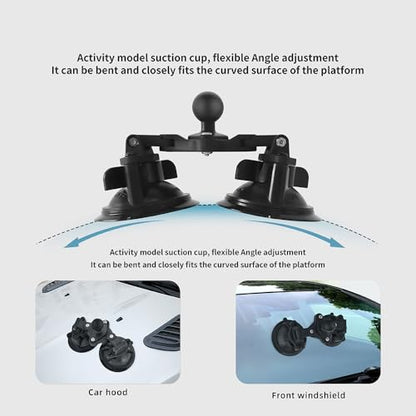 Dual Suction Cup Mount Base with 1-Inch Ball, Compatible with RAM Mounts B Size Double Socket Arms & 25mm Ball Systems - style: Dual Suction Cup