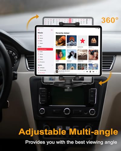 Car CD Slot Mount Tablet Holder with Adjustable Arm, Universal 360° Rotation Truck CD Player Tablet Holder for 4-13" iPad Pro Air Mini, Phone, Galaxy Z Fold, Fire HD