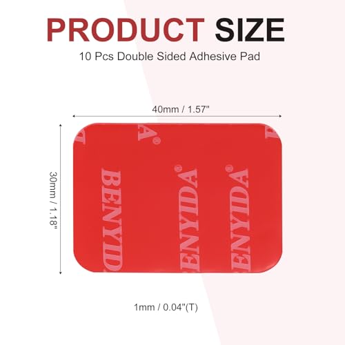 10 Pcs Double Sided Adhesive Pads, 1.18 x 1.57 Inch Dash Cam Sticky Pads Self-Adhesive Square Mounting Foam Tape Waterproof & Heat Resistant for Car Walls Picture Home Decor, Red - size: 1.18 x 1.57 Inch