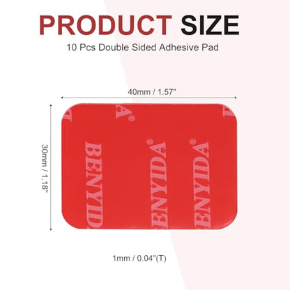 10 Pcs Double Sided Adhesive Pads, 1.18 x 1.57 Inch Dash Cam Sticky Pads Self-Adhesive Square Mounting Foam Tape Waterproof & Heat Resistant for Car Walls Picture Home Decor, Red - size: 1.18 x 1.57 Inch