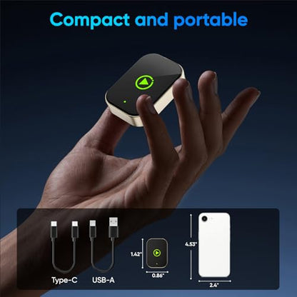 Wireless Carplay Adapter for iPhone, Converts Wired CarPlay to Bluetooth Wireless, Mini Car Play Screen Dongle with USB A/C for Cars 2018+ with Built-in Wired Carplay,No Delay (No Buttons) - style: No buttons