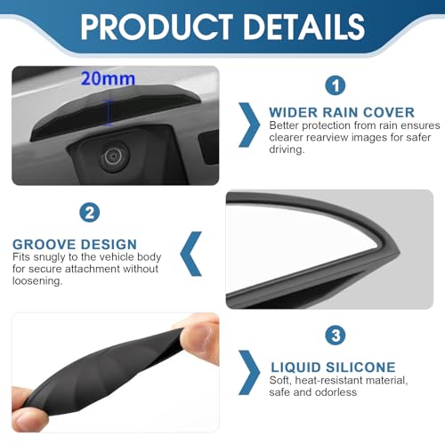 3PCS Car Backup Camera Rain Cover,Protection for License Plate Backup Camera Cover,Back up Camera for Truck, Ideal for Car and Truck Owners,DIY Enthusiasts and Daily Commuters - color: black