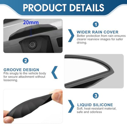 3PCS Car Backup Camera Rain Cover,Protection for License Plate Backup Camera Cover,Back up Camera for Truck, Ideal for Car and Truck Owners,DIY Enthusiasts and Daily Commuters - color: black