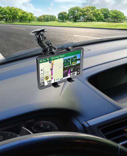 Ramtech Universal Car GPS Windshield Dual Clip Mount, Suction Cup Holder with 360° Rotating Bracket, Compatible with 7 Inch Garmin Drive Smart DriveSmart 70 70LMT / 7 LMT EX / 71 EX, WMDC