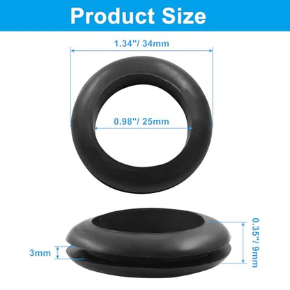 24 Pcs Rubber Grommet, 1" ID 1-1/16" Hole, Black - color: Black, size: 25mm (1 inch)-24pcs