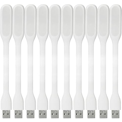 USB LED Light Lamp for Power Bank, Portable Eye Care Mini Night Light with Flexible Arm, USB Gooseneck Reading Lamps Book Light,Compatible for Desktop, Notebook Laptop (10-White) - color: 10PCS-White