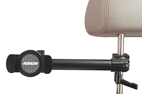ARKON Mounts Heavy-Duty Car Headrest Phone Holder | for Entertaining Passengers | Holds Devices 5" Wide | Fully Adjustable 10" Arm | Solid Headrest Clamp | Compatible with iPhone, Samsung, and More