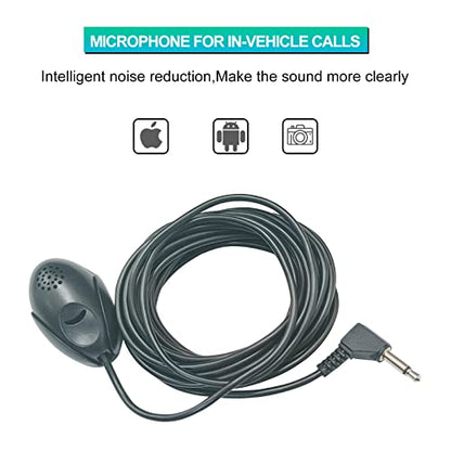 Portable Microphone for Auto Radio, 3.5mm External Mic for Car Stereo DVD Player GPS Navigation PC Laptop with 9.8ft/3M Cable