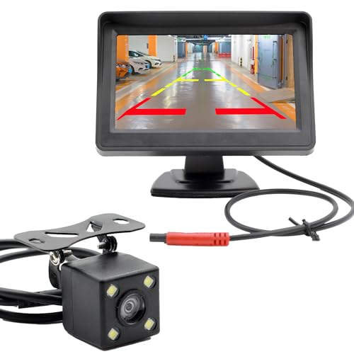 4.3 Inch TFT LCD Car Monitor Vehicle Rear View Reverse Backup Car LED Camera Video Parking System for Cars,Trucks,Pickups,Suvs, Easy Install, VS-S4301