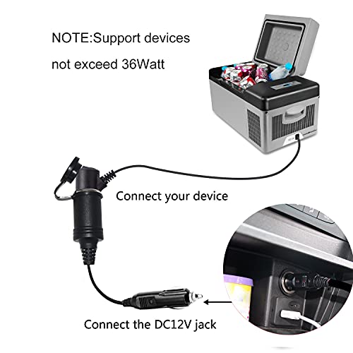12V Cigarette Lighter Extension Cord 6FT -Car Charger Cigar Lighter Male Plug to Female Socket 18AWG Heavy Duty Extension Cable with LED Lights Extender for Air Compressor Pump and Tire Inflator 15A - size: 6FT
