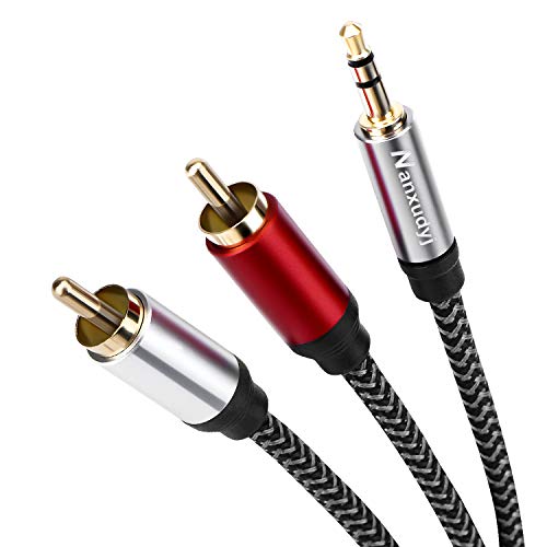 3.5mm to 2RCA Audio Cable 12ft,Nylon-Braided 3.5mm AUX to 2 RCA Audio Cable for Stereo Receiver Speaker Smartphone Tablet HDTV MP3 Player & More Stereo Cable Audiophiles Headphone 2RCA Cable - size: 12ft/4M