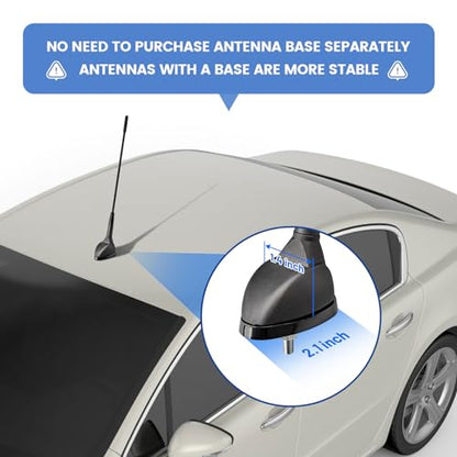 Anina 23cm (9 Inch) AM/FM Universal Short Antenna for Car Truck Motorcycle Boat, M6 Screw Top/Side Mount Replacement Radio Aerial Mast with 60° Adjustable Base & 2M Cable, Black