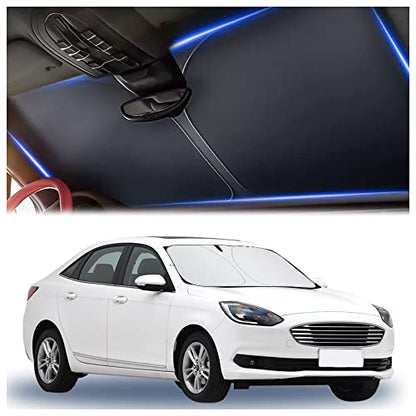 300T Thickened Automotive Glass Sunshade and Comes with Storage Bag,Keep Car Interior Cool,Windshield Sun Shade Fit for Small Cars (M: 55.12 * 27.6 inch) - color: M(55.12 * 27.6 inch)