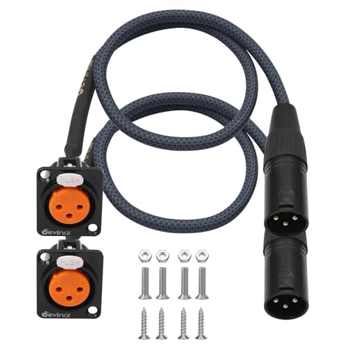 XLR Pass Through Cable, XLR Female Panel Mount to Male Connector Adapter, Mic Feed/Pass Thru Converter for Stage Box, Patch Panel, Floor Box (Female D-Type Male 2-Pack 2FT) - color: DtypeF_XLRM_2FT