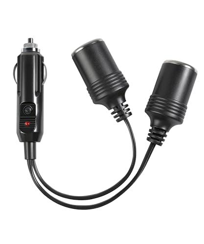 Car Cigarette Lighter Splitter,Car Accessories 18AWG Dual Cigarettes Lighter Extension Cord with 15A Fuse,Automotive Replacement Cigarette Lighters Parts,Used to Connect GPS,Refrigerator