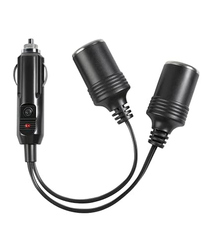 Car Cigarette Lighter Splitter,Car Accessories 18AWG Dual Cigarettes Lighter Extension Cord with 15A Fuse,Automotive Replacement Cigarette Lighters Parts,Used to Connect GPS,Refrigerator