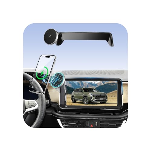 Magnetic Phone Holder for Volkswagen Atlas (2024 2025 2026, 12inch) / VW Altas Cross Sport, 15W Wireless Car Charger for iPhone & Samsung, 360 & Hands Free, with Storage Box, New Car Accessories - size: Volkswagen Atlas | 2024-2026