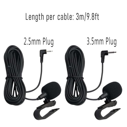 2 Pack Car Stereo Microphone 3.5mm and 2.5mm Plug Car Radio Mic for Pioneer AVH AVIC FH DEH DMH SPH MVH Kenwood Boss JVC Sony Jensen Alpine Car Head Unit Stereo Receiver GPS DVD