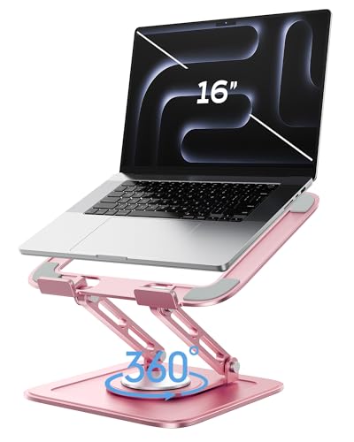 LOXP Adjustable Laptop Stand, Computer Stand with 360 Rotating Base - color: Dreamy Pink