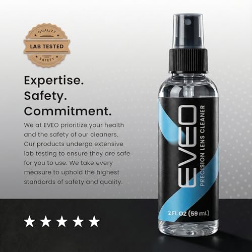 EVEO Glasses Cleaner Spray - Eyeglass Cleaner Lens Cleaner No Streaks Technology & Microfiber Cleaning Cloth - Glasses Cleaning Kit, Eye Glass Cleaners Spray - Screen & Eye Glasses Kit - 2 Pack - size: 4 Piece Set