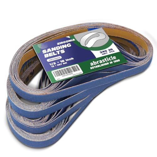 1/2" x 18" Zirconia Sanding Belts for Metal - 1/2 x 18 Inch Zirconia Metal Grinding Sand Paper, 36 PCS 240 Grits, Perfect for Knife Blade Sharpening, Metal Polishing, Derusting, Woodworking - size: 1/2" x 18" 240 Grit(36 pack)