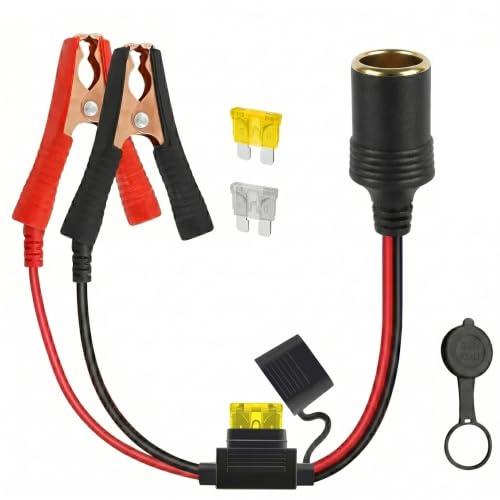 12V Cigarette Lighter Adapter to Battery Alligator Clips 1FT - size: 1FT