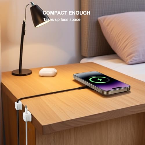 48 Pack Magnetic Cable Clip Organizer Cord Holder, Picozon Adhesive Cable Management, Wire Phone USB Charger Cable Holder, Keeper Organizer for Office Home Desktop Table - White - size: Pack of 48