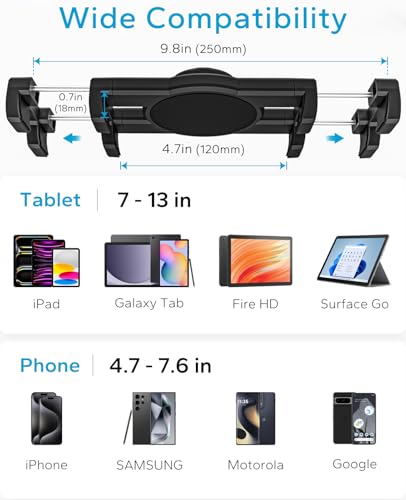 Heavy-Duty Dashboard Tablet Mount for Truck & Car, Wobble-Free Metal Arm