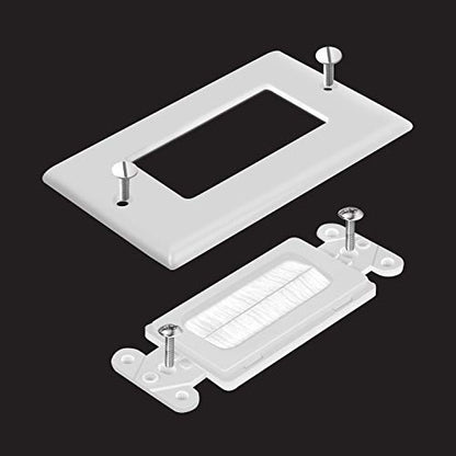 TOPGREENER 1-Gang Bristled Brush Pass-Through Wall Plate, 2-Pack - size: 1-Gang (4.50" x 2.75")