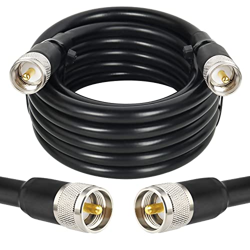 MOOKEERF CB Coax Cable - RG213 UHF Male to Male 15FT Low Loss RG-213 UHF Cable for Ham Radio/VHF Radio/SWR Meter/Antenna Analyzer - size: 15FT