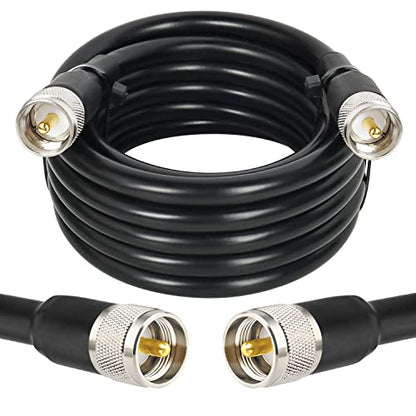 MOOKEERF CB Coax Cable - RG213 UHF Male to Male 15FT Low Loss RG-213 UHF Cable for Ham Radio/VHF Radio/SWR Meter/Antenna Analyzer - size: 15FT