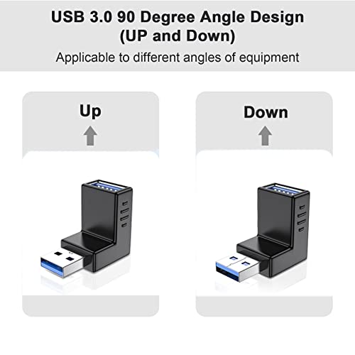 Oxsubor USB 3.0 Adapter 90 Degree Male to Female Combo Vertical Up and Down Angle Coupler Connector - style: usb 3.0 adapter up and down