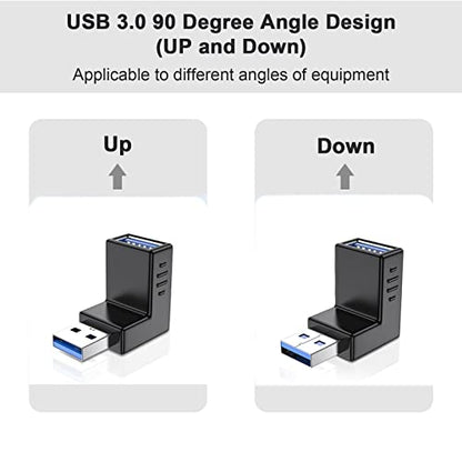 Oxsubor USB 3.0 Adapter 90 Degree Male to Female Combo Vertical Up and Down Angle Coupler Connector - style: usb 3.0 adapter up and down