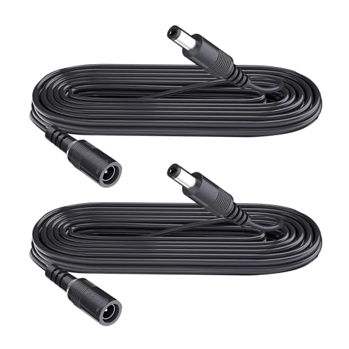 6.6FT 2M DC Power Extension Cable 5.5mm x 2.1mm,for CCTV Camera IP WiFi Camera,DVR,LED Strip,DC Power Supply Adapter Extender Cable,Black (Pack of 2) - size: 6.6FT