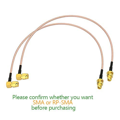 Bingfu WiFi Antenna Extension Cable (2-Pack) RP-SMA Male Right Angle to RP-SMA Female Bulkhead Mount RG316 Cale 30cm 12 inch for WiFi Router Security IP Camera Monitor Mini PCIE Card - color: 12 inch / 30cm Right Angle