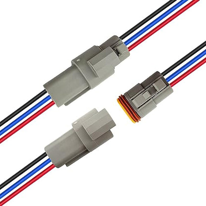 14 AWG 3 Pin DT Connector Waterproof Automotive Electrical Connector, Male and Female Way Auto Electrical Wire Connectors Harness for Car Truck Boat Motorcycle Trike Caravan - 3 Pack - style: 3 Pin-3 Sets