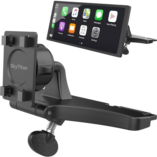 CD Slot Car Mount for Portable CarPlay Screens, Adjustable Angles, Low Profile and Sleek, Integrated Mounting Solution for in-Car Android Display Monitors (4-Tab Bracket Mount) - style: 4-Tab Bracket Mount