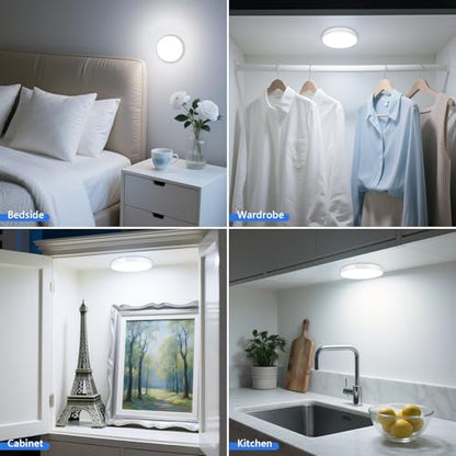 Ferswe Rechargeable Tap Lights, Dimmable Touch Night Lights with 1000mAh Large Battery, Stick on Light for Closet, Bedroom, Bathroom and Cabinet (2 Pack) - color: White