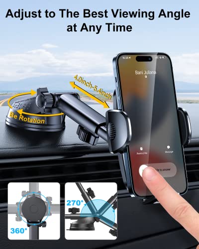Rorhxia 3-in-1 Phone Mount for Car [2025 Most Stable and Flexible Suction Cup] Vent Dashboard Windshield Cell Phone Holder Car Fit for iPhone, Samsung, All Phone - color: Black