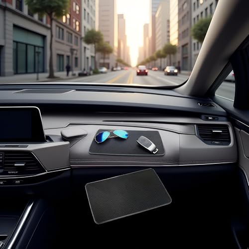 Car Dashboard Anti-Slip Mat, 10.6" x 5.9" Universal PVC Sticky Adhesive Pad for Auto, Multifunctional Vehicle Dash Strong Gripping Pad for Cell Phones Sunglasses Keys Coins Cell Phone Automobile Pads