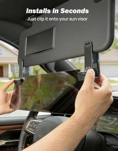 JOYTUTUS Sun Visor Extender for Cars, Polarized Sun Visor Extender Universal Sun Blocker UV400, Adjustable Visor Extension for Car Visor,Double-Clip,Anti Glare Stray Light - size: Large Polarized
